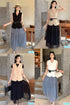 Women Casual Vest and  Twill Skirts With Pocket Belt Sets